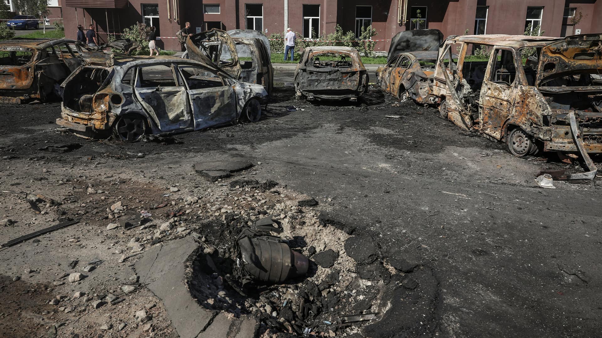 Russian drone hits parking lot near Kyiv, woman narrowly escapes